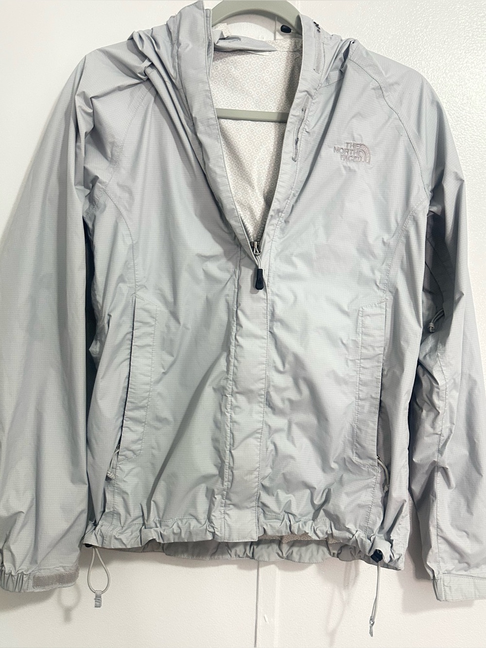The North Face Pale Gray Hooded Packable Jacket